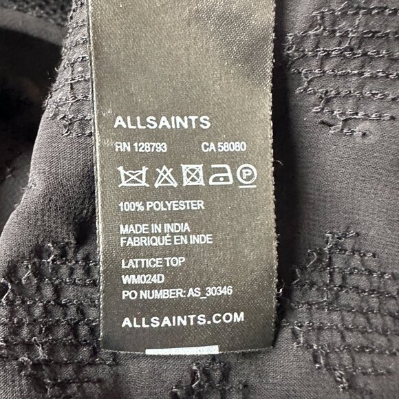 EUC ALL SAINTS Sequined Sheer Mesh Black Blouse - Size 8 - Picture 7 of 8